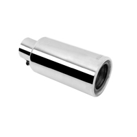 Gibson Rolled Edge Angle-Cut Muffler Quiet Tip - 4in OD/2.25in Inlet/12in Length - Stainless