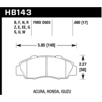 Hawk 97-99 Acura CL/97-01 Integra Type-R /  97-01 Honda CRV/Prelude DTC-60 Race Front Brake Pads
