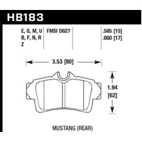 Hawk 01 Ford Mustang Bullitt / 94, 96-99, 01, 03-04 Cobra / 03-04 Mach 1 DTC-60 Race Rear Brake Pads