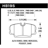 Hawk 84-4/91 BMW 325 (E30) HT-10 HPS Street Front Brake Pads