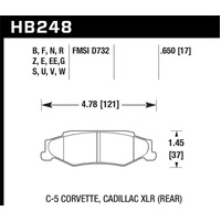 Hawk 97-06 Corvette (incl C5 Z06) HPS Street Rear Brake Pads