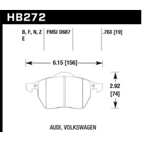 Hawk 00-06 Audi TT/00-06 TT Quattro 1.8L / 99-04 VW Golf GTI 2.8L Blue 9012 Race Front Brake Pads