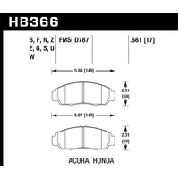 Hawk 2001-2003 Acura CL Type-S HPS 5.0 Front Brake Pads