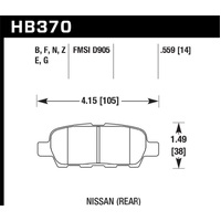 Hawk 03-07 350z / G35 / G35X w/o Brembo HPS Street Rear Brake Pads