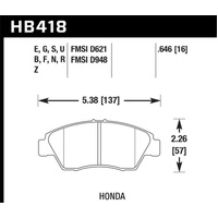 Hawk 02-06 RSX (non-S) Front / 03-09 Civic Hybrid / 04-05 Civic Si HPS Street Rear Brake Pads