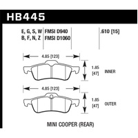 Hawk 02-06 Mini Cooper / Cooper S HPS Street Rear Brake Pads