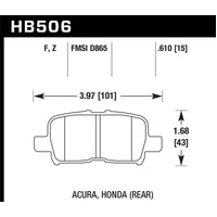 Hawk Honda Odyssey Performance Ceramic Street Rear Brake Pads