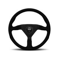 Momo Montecarlo Alcantara Steering Wheel 350 mm - Black/Red Stitch/Black Spokes