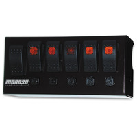 Moroso Rocker Switch Panel - Cage Mount - LED - 3.75in x 8in - Five On/Off Switches