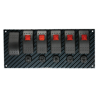 Moroso Rocker Switch Panel - Dash Mount - LED - 8in x 3-13/32in - Grey/Black Fiber Design