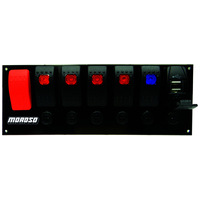 Moroso Rocker Switch Panel - Flat Surface Mount - LED w/USB - 3.388in x 9.15in -Five On/Off Switches