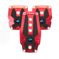 NRG Brushed Aluminum Sport Pedal M/T - Red w/Black Rubber Inserts