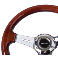 NRG Classic Wood Grain Steering Wheel (330mm) Wood Grain w/Chrome 3-Spoke Center