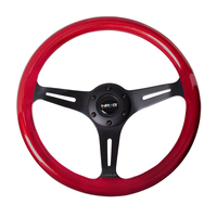 NRG Classic Wood Grain Steering Wheel (350mm) Red Pearl/Flake Paint w/Black 3-Spoke Center