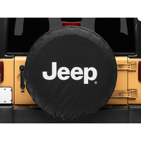 Officially Licensed Jeep 66-18 CJ5/ CJ7/ Wrangler YJ/ TJ/JK White Logo Spare Tire Cover- 31Inch