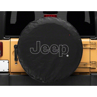 Officially Licensed Jeep 66-18 CJ5/ CJ7/ Wrangler YJ/ TJ/JK Outline Logo Spare Tire Cover- 31Inch