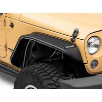 Officially Licensed Jeep 07-18 Wrangler JK Tubular Fender Flares w/ LED DRL and Jeep Logo- Front