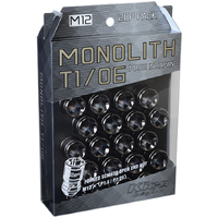 Project Kics 12 x 1.25 Glorious Black T1/06 Monolith Lug Nuts - 4 Pcs
