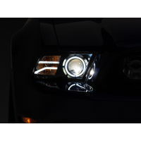 Raxiom 13-14 Ford Mustang LED Halo Projector Headlights- Black Housing (Clear Lens)