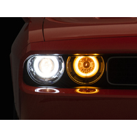 Raxiom 08-14 Dodge Challenger Dual LED Halo Projector Headlights- Black Housing (Clear Lens)