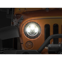 Raxiom 97-18 Jeep Wrangler TJ/JK Axial Halo Headlights w/ DRL Amber Signals- Blk Hsng (Clear Lens)
