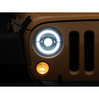 Raxiom 07-18 Jeep Wrangler JK Axial Series LED Headlights- Black Housing (Clear Lens)