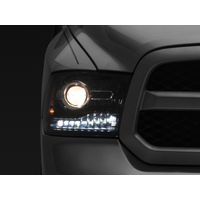 Raxiom 09-18 Dodge RAM 1500 LED Halo Headlights w/Switchback Turn Signals- Blk Housing (Clear Lens)