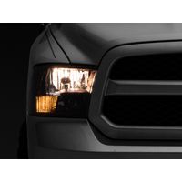 Raxiom 09-18 Dodge RAM 1500 Axial Series Euro Style Headlights w/ Dual Bulb Blk Housing (Clear Lens)