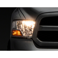 Raxiom 09-18 Dodge RAM 1500 Axial OEM Rep Headlights w/ Single Bulb- Chrome Housing (Clear Lens)
