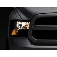 Raxiom 09-18 Dodge RAM 1500 Axial OEM Rep Headlights w/ Dual Bulb- Chrome Housing (Smoked Lens )