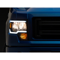 Raxiom 09-14 Ford F-150 Axial Series Headlights w/ LED Bar- Blk Housing (Clear Lens)