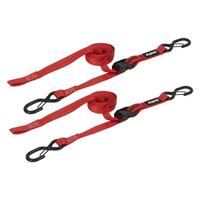 SpeedStrap 1In x 10Ft CAM-Lock Tie Down w/ Snap FtSFt Hooks (2 Pack) - Red