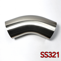 Stainless Bros 1.5in SS321 45 Deg Mandrel Bend Elbow - 1.5D Radius 16GA/.065in Wall (Leg)
