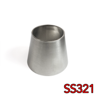 Stainless Bros 1.5in to 2in SS321 Transition Reducer 1.1875in Overall Length - 16GA/.065in Wall