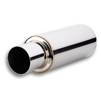 Vibrant TPV Turbo Round Muffler (23in Long) with 4in Round Tip Straight Cut - 3in inlet I.D.