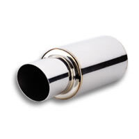 Vibrant TPV Turbo Round Muffler (17in Long) with 4in Round Tip Angle Cut - 3in inlet I.D.