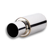 Vibrant TPV Turbo Round Muffler (17in Long) with 4in Round Tip Straight Cut - 3in inlet I.D.